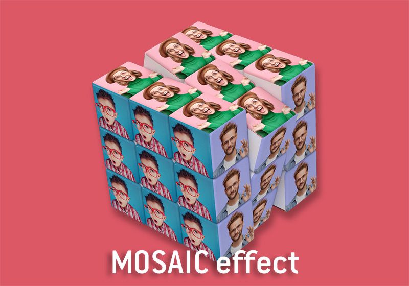 Use our MOSAIC effect to add your IMAGE or ART<br  class="uk-visible@l"> on each separate cubie