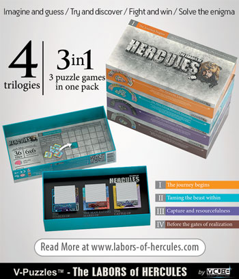 V-Puzzles™ - The LABORS of HERCCULES - Brain Teaser 2D Pattern-Puzzle